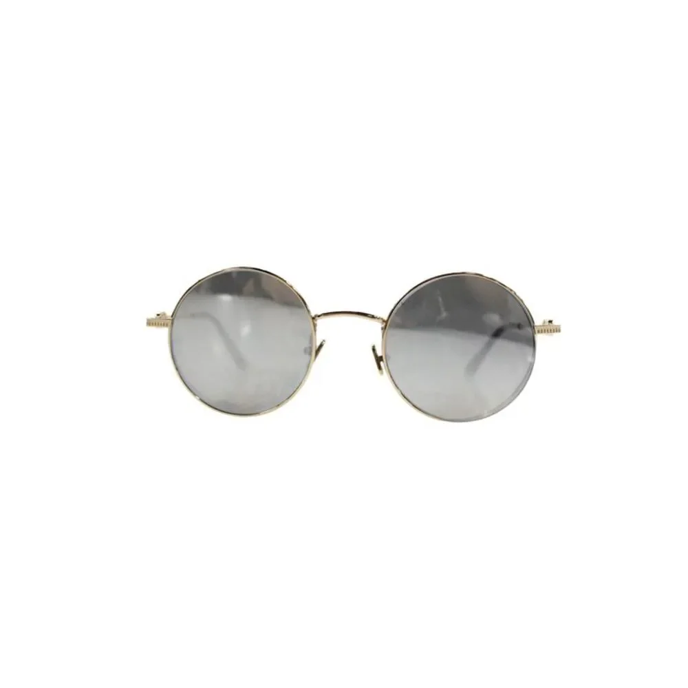 Valentino Womens Metal Round Frame Sunglasses Grey Gold 145mm